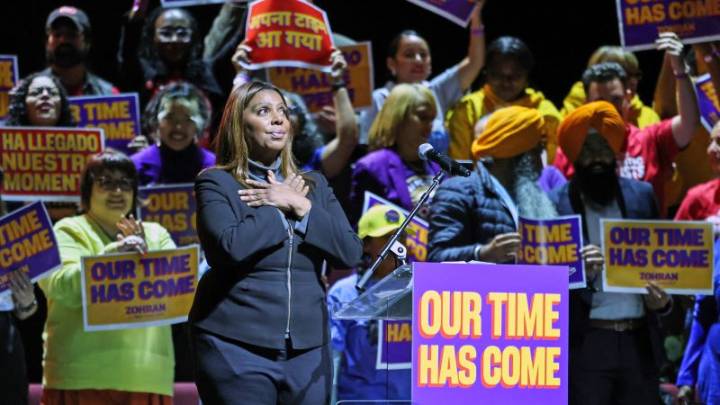 NY AG Letitia James rallies for Zohran Mamdani in her first public appearance since indictment