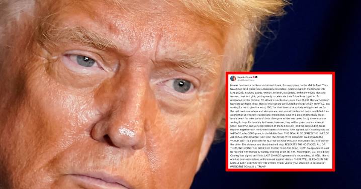 “Acepten o arderá todo”: Trump fija plazo a Hamás y amenaza con “infierno” si lo rechazan