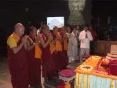 Monks offer prayers to sacred Buddha relics being taken to Russia