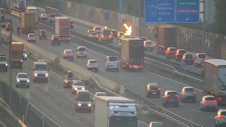 Un accidente de tráfico causa retenciones en la Ronda Norte de Zaragoza