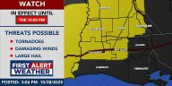 First Alert Forecast: Tornado Watch in effect until 10 pm for most of SWLA
