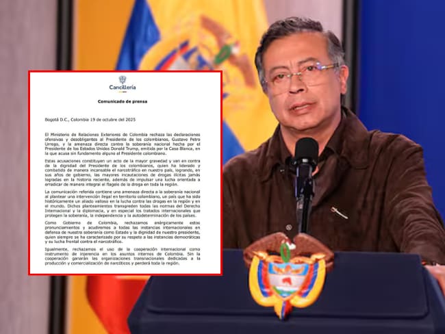 Cancillería califica declaraciones de Trump a Petro como una “amenaza directa a la soberanía nacional”