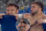 Giants' Cam Skattebo strips off shirt in bonkers postgame scene