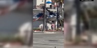 Horrified beachgoers watch helicopter spiral out of control, slam into palms