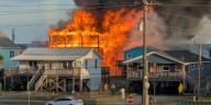 VIDEO: Firefighters injured battling Surf City fire that destroyed one home, damaged three others