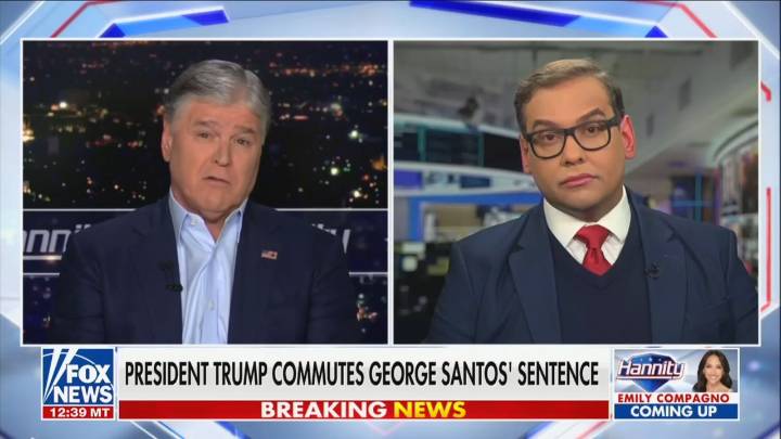 Sean Hannity Pushes George Santos to Pay Back Victims Despite Trump Pardon