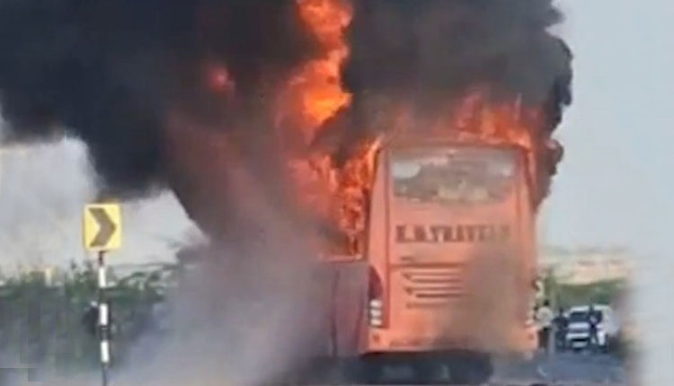 15 Injured As Bus Catches Fire On Jaisalmer