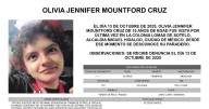 Desaparecida en CDMX: Alerta AMBER para localizar a Olivia Jennifer Mountford Cruz