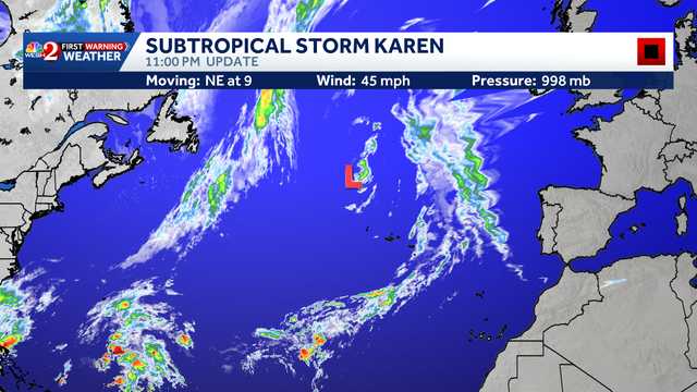 Subtropical Storm Karen develops in the Atlantic, NHC says