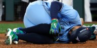 George Springer exits ALCS Game 5 after hit