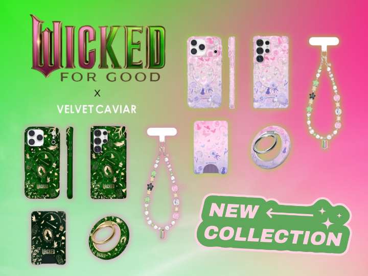 The new Wicked x Velvet Caviar Collection brings signature Elphaba and Glinda styles to everyday tech