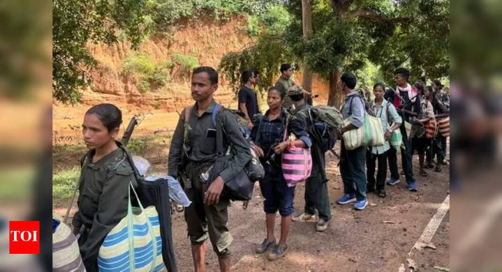 Big success: 21 Maoists surrender in Bastar; hand over 18 weapons