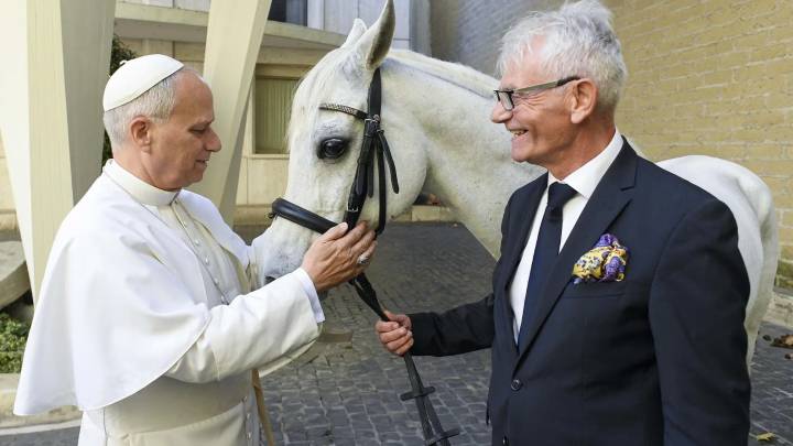 Regalan un caballo pura sangre árabe al papa León XIV