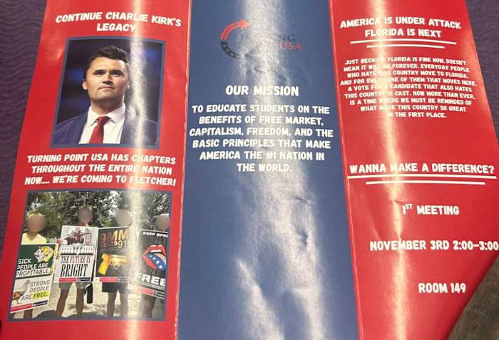 Students raise concerns over gun imagery on flyer for Turning Point chapter at Fletcher High School