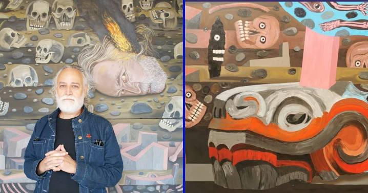 ‘Tzompantli’ del muralista mexicano Gustavo Monroy se presenta en el Colegio de San Ildefonso