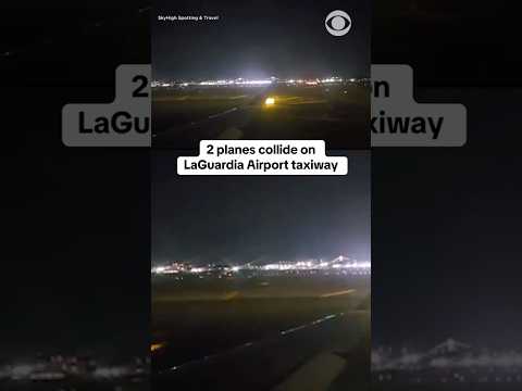 2 planes collide on LaGuardia Airport taxiway #shorts