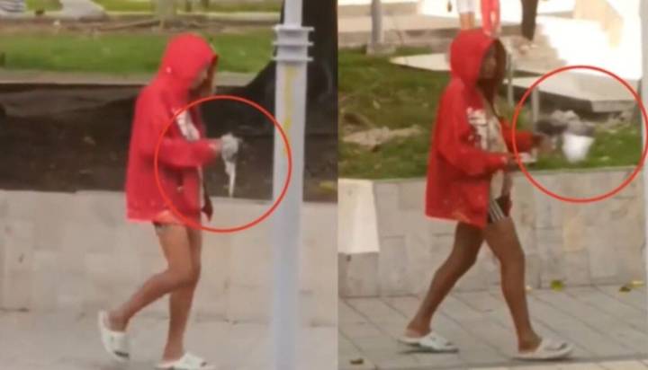 Mujer en situación de calle le arranca la cabeza a una paloma en pleno parque (IMÁGENES PERTURBADORAS)