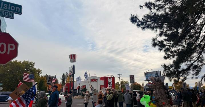 No Kings Day rally packs sidewalks in north Spokane