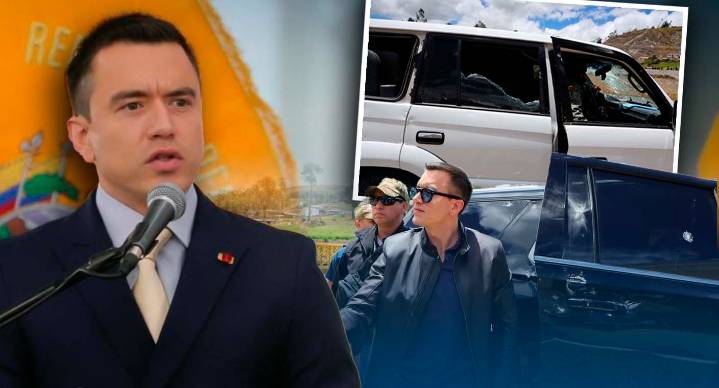 Atacan a balazos a caravana del presidente de Ecuador, Daniel Noboa, cuando viajaba por el sur del país