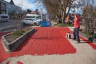Tareas de embellecimiento en zona céntrica de Ushuaia