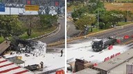 Chocan 2 camiones del Ejército en la caseta de Zinapécuaro en Michoacán