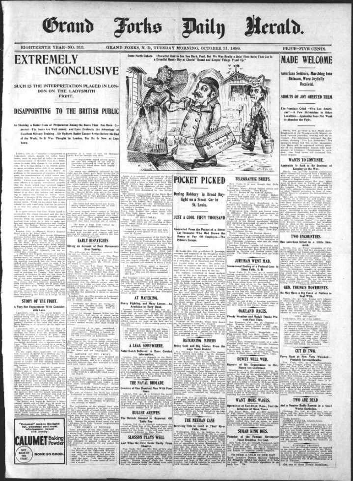 Today in History:  Oct. 31, 1899 - Daring Robbery in Broad Daylight