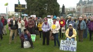 ‘Taking this to their steps’: Malahat Highway widening roadside protest moves to B.C. Legislature