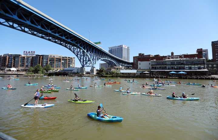 Challenges remain before the Cuyahoga River could host an open swim like they did in Chicago