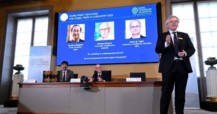 Entregan Nobel de Química a tres científicos por el desarrollo de estructuras metal