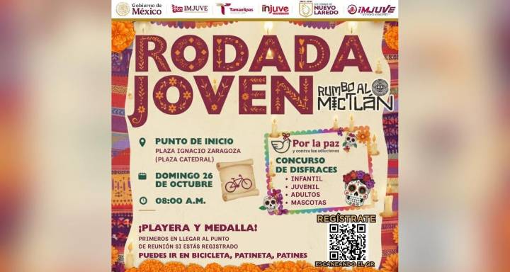 La “Rodada Joven Rumbo al Mictlán” promueve el deporte y la cultura en Nuevo Laredo, Tamaulipas