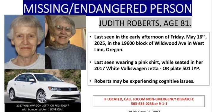 Vehicle of missing woman Judith Roberts found unoccupied in Curry County