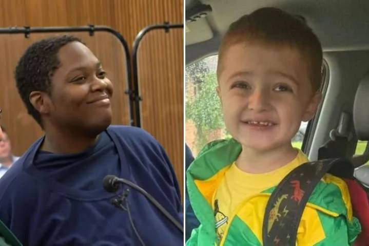 Psycho who slaughtered toddler in front of his mom then laughed in court gets life in prison