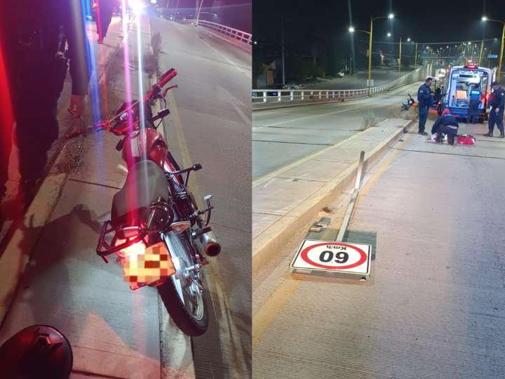 Motociclista queda herido tras chocar contra poste en Aguascalientes