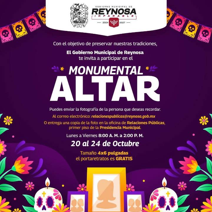 Monumental Altar de Reynosa preserva tradiciones nacionales de noviembre