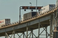 Hours-long delays for commercial truck traffic entering Canada in Windsor, Point Edward