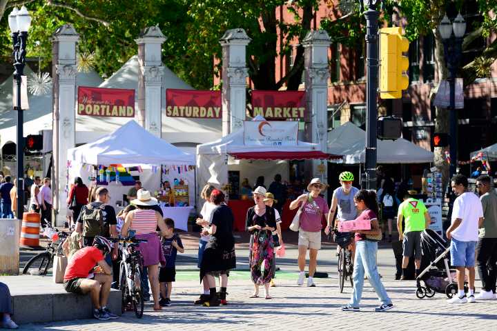 ‘War-ravaged’ Portland hits back on Trump — with crochet, chicken costumes and farmers markets