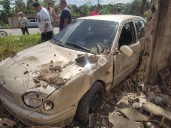 Camión choca con un carrito y este se desvía en la carretera nacional