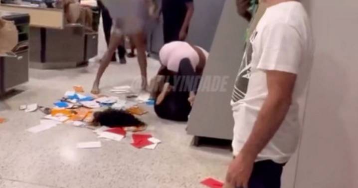 Bare-chested man goes on rampage in supermarket as he attacks shoppers with metal shelf