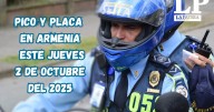 Pico y placa en Armenia (Quindío) este jueves, 2 de octubre del 2025