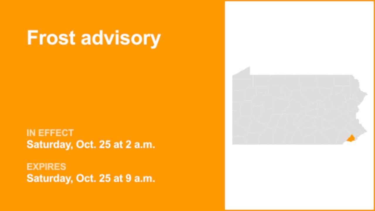 Delaware County placed under a frost advisory Saturday
