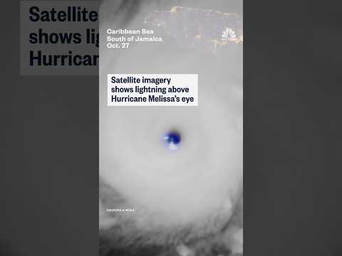 Satellite imagery shows lightning above Hurricane Melissa's eye