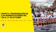 Bogotá: Programación de manifestaciones del 28 al 31 octubre
