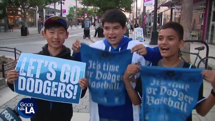 Dodger fans rally at 3rd Street Promenade ahead of World Series Game 1