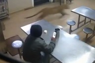 Wild Leopard Chases Man Out of Hotel Dining Area in Shocking Footage