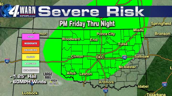 A few showers and storms possible Friday Night in OKC Metro