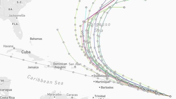 See latest spaghetti models for Invest 95L as it shows signs of strengthening