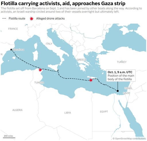 Flotilla activists approach Gaza and say they are ready for a possible Israeli interception