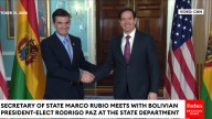 Marco Rubio se reúne con el presidente electo de Bolivia, Rodrigo Paz, en Washington