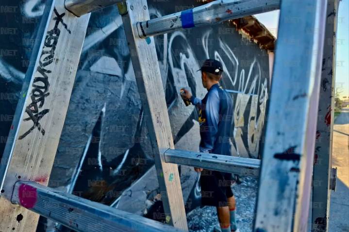 Artista Raúl Frzzeta, deja ver su talento en mural "querubines"