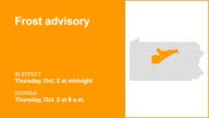 Frost advisory for part of Pennsylvania for Thursday